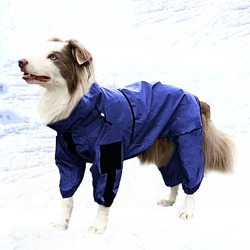 Winter Warm Dog Jacket Fleece Cotton Lining Cold Proof Pet Clothes Waterproof Jumpsuit Medium to Large Dogs Outdoor Skiing Suit