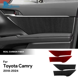 Real Soft Carbon Fiber For Toyota Camry 2018 2019 2020 2021 2022 2023 2024 LHD RHD Car Front Rear Door Panel Sticker Accessories