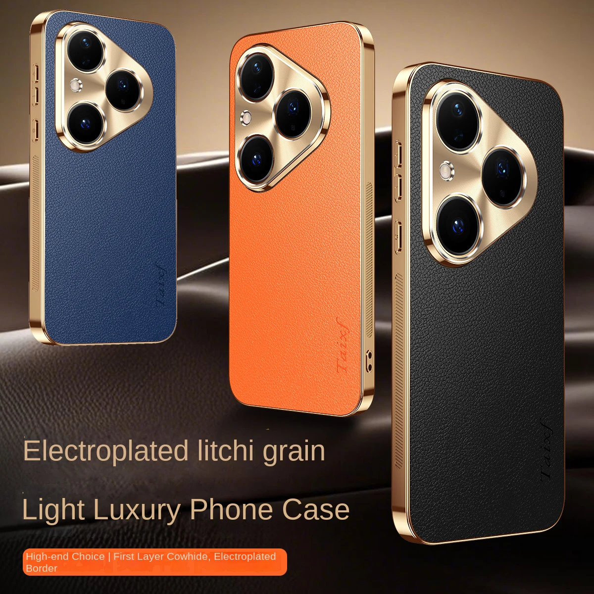 

Luxury Vegan Leather Phone Case For Huawei Pura 80 Ultra 80 Pro/Pro+ 80 Lens Protection Electroplated Edge Shockproof Back Cover