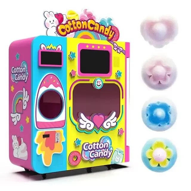 2023 New Type Automatic Cotton Candy Vending Machine Floss Candy Making Machine