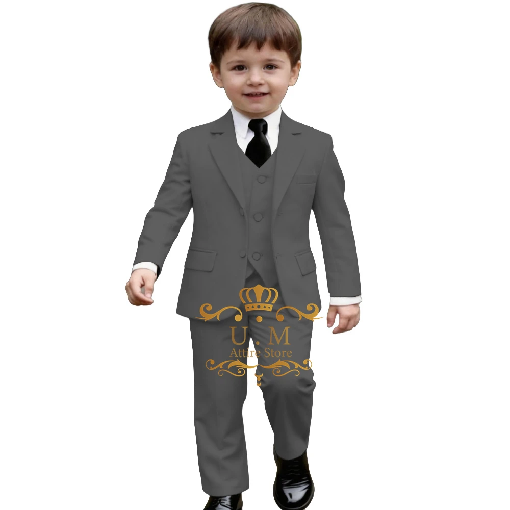 Children's Ivory 3-piece suit set formal jacket vest pants custom-made slim-fit clothes for Toddler school prom wedding boys