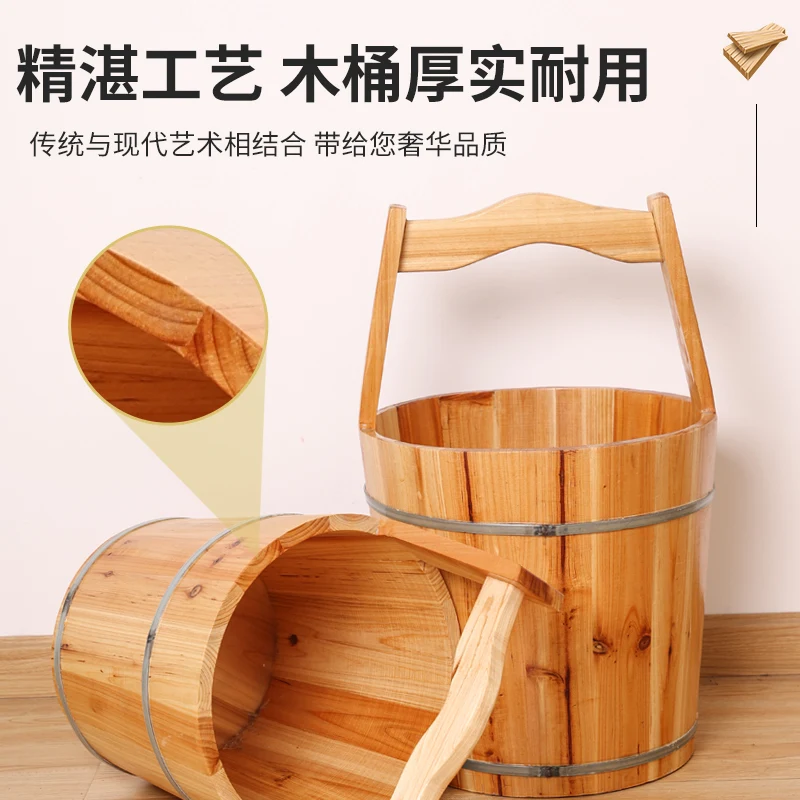 Saunaeimer aus natürlichem Holz, pflanzliche Fußbadewanne für Spa und Therapie mit heißem Frühling, tragbarer, handgefertigter Warmwasser-Einweichbehälter