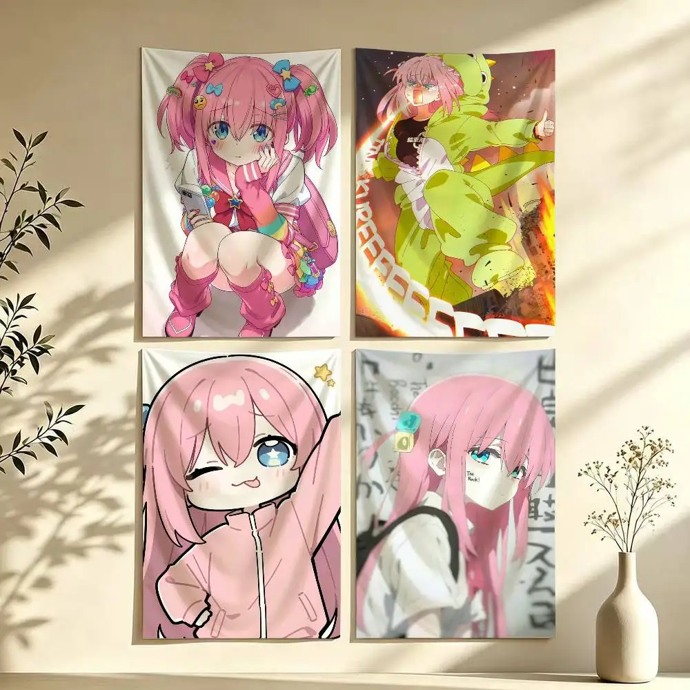 Anime B-Bocchi the R-Rock Cute Flag Digital Printing Banner for Garage Wall Out Door Decoration