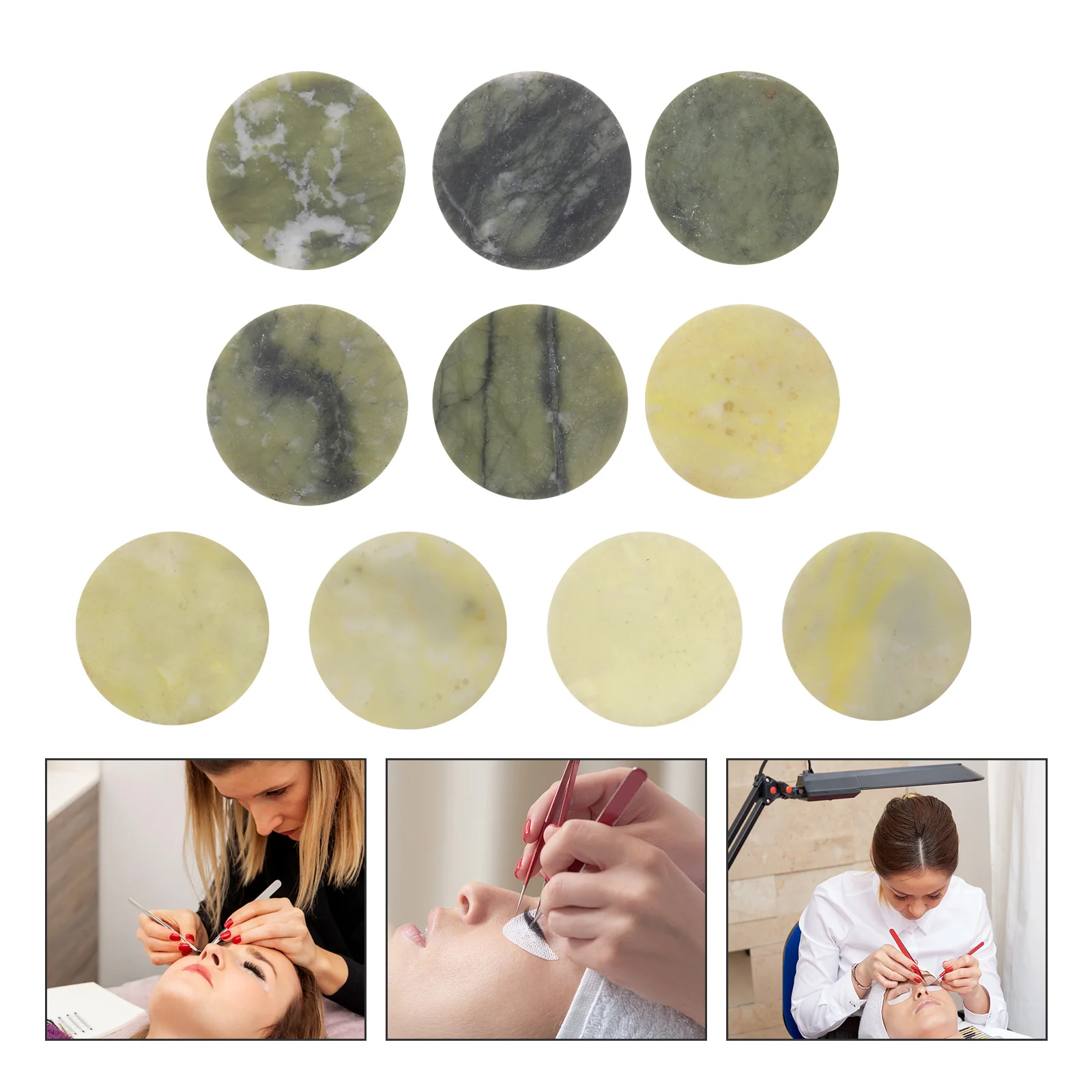 

10Pcs Eyelash Extension Jade Stone Pallet Reusable Smooth Surface Glue Holder Eyelash Extension Tools Supplies