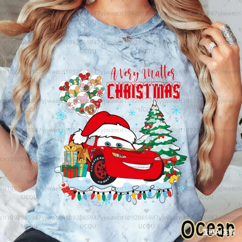 عيد الميلاد البرق ماكوين المرأة الرجال قصيرة الأكمام التعادل صبغ تي شيرت حفلة الهالوين المحملة جاك Skellington سالي صفر تي شيرت #4