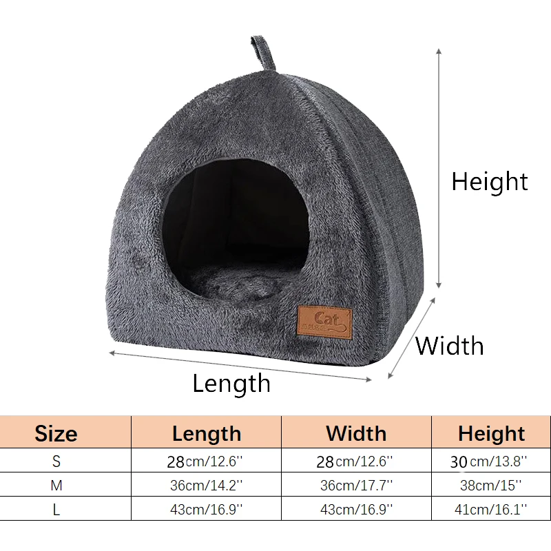 Cat Bed Warm Thicken Pet House Half Closed Soft Comfort Kitten Cave Puppy Nest Non Slip Dog Cat Sleeping Cushion Pet Supplies