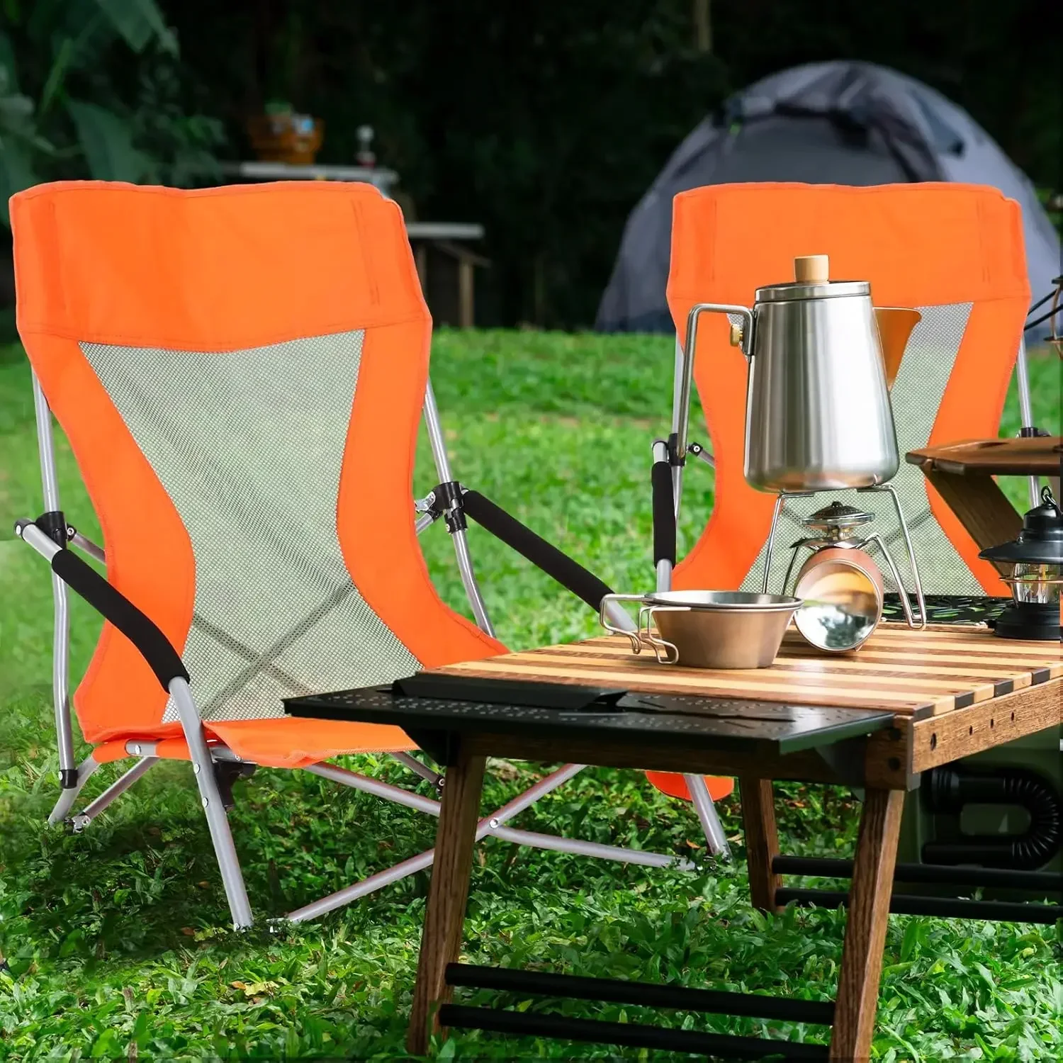 

y 6 Packs Low Beach Chairs Portable Folding Beach Chairs for Adults with Cup Holder Carry Bag Low Back Camping Chair Lightweight