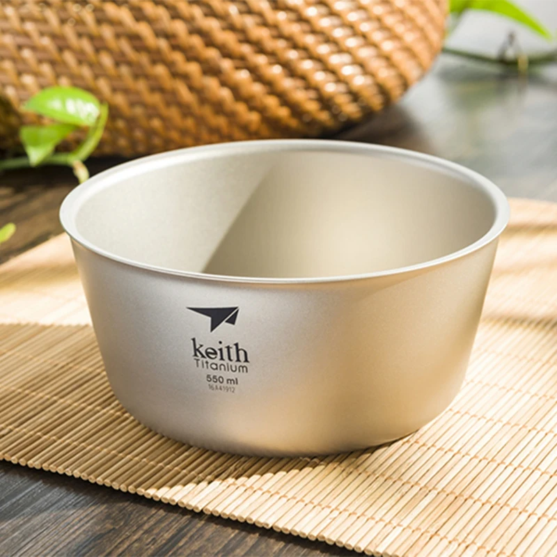 

Титановая двухслойная миска Keith 550 мл, легкий контейнер для еды с приборами для кемпинга, пикника, туризма, посуда, 114 г