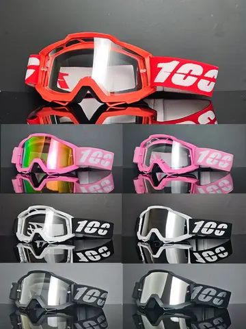 100 Motorcycle Goggles Dustproof Racing Glasses Windproof for Men & Women Motocross Cycling Skiing Outdoor Off-Road Bike Goggle