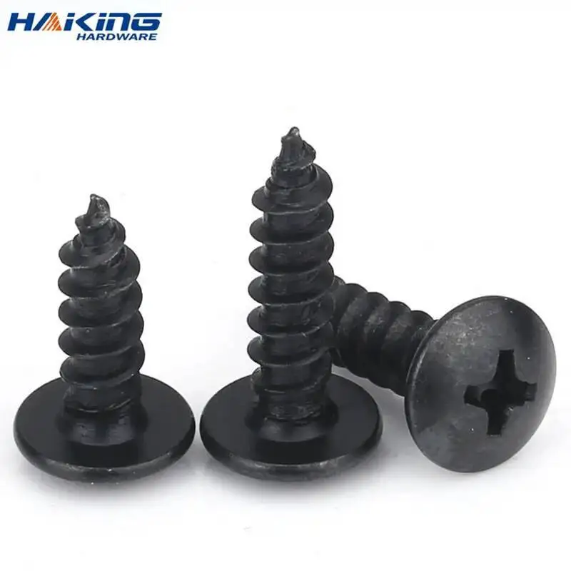 

10pcs/lot M2.6 M3 M3.5 M4 M5 BLACK CARBON STEEL Phillips Truss Head Cross Recessed Mushroom Head Self Tapping Screws