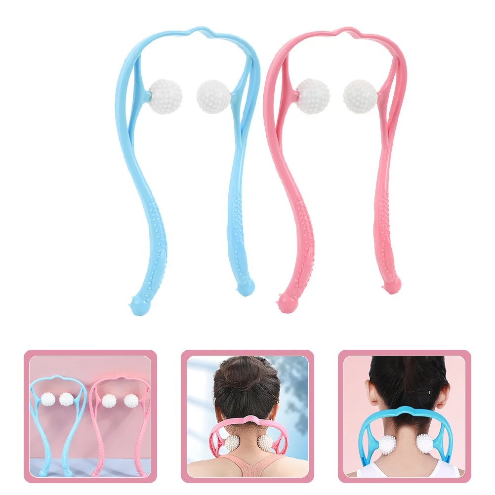 

2Pcs Ergonomic Cervical Massage Tool Neck Shoulder Pain Points Blue Pink Portable for All Environments