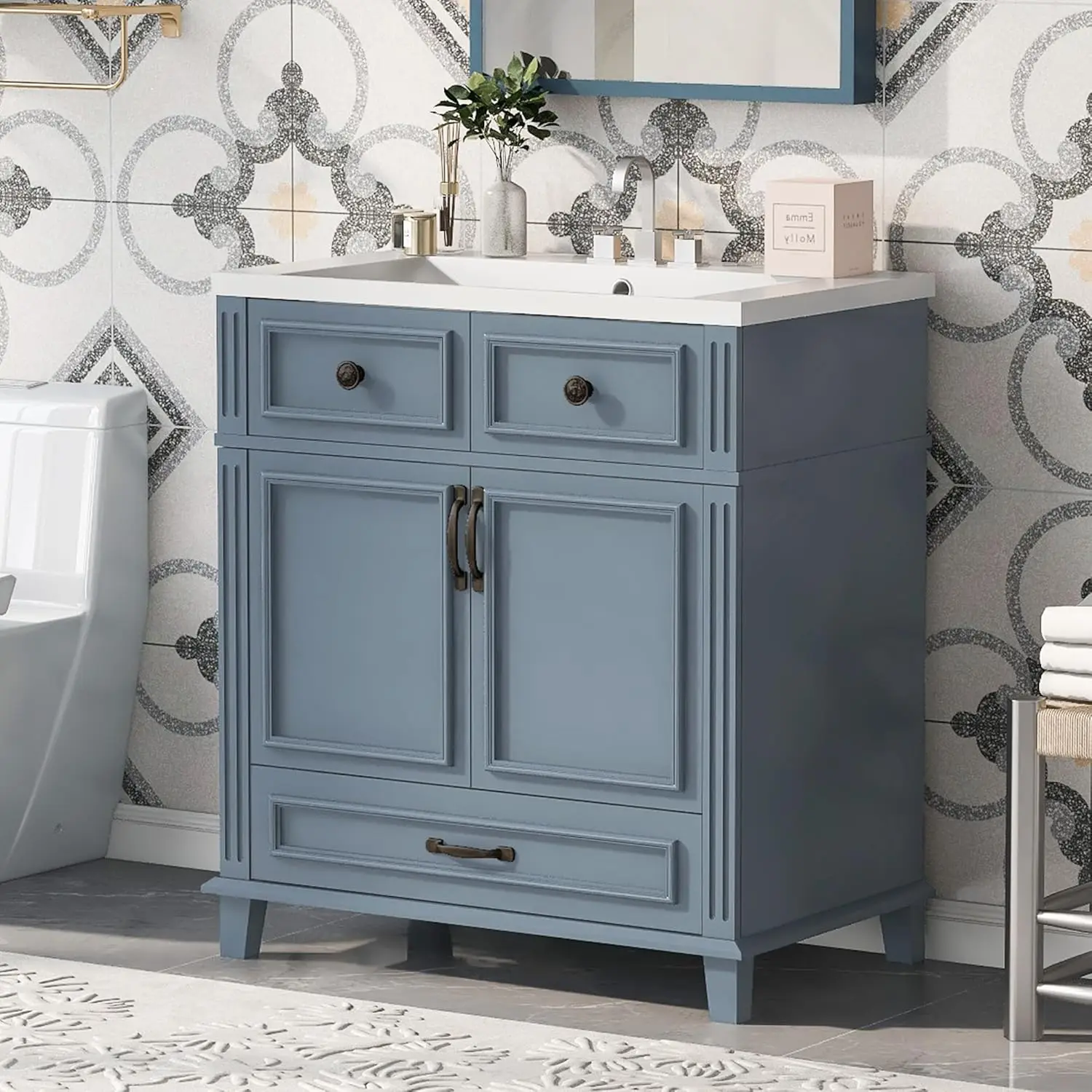 30" Blue Vanity Sink 1