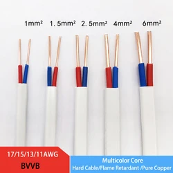 2Meters BVVB Home Appliance Cable 2P 18/17/15/13/11 AWG Copper Insulation White Wire Power Cord Flat Sheathed Cable