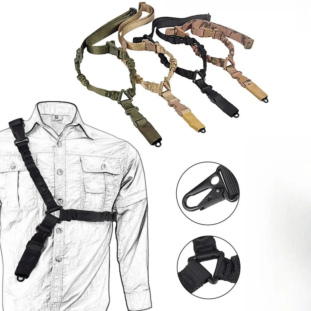 Tactical One Single Point Sling Strap Bungee Sling Swivel with QD Buckle Arm Airsoft Hunting HK416 RSA Mount
