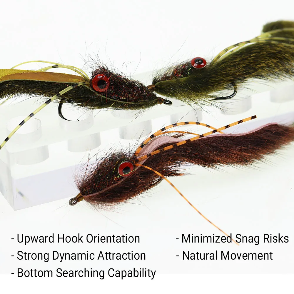 2 Stück Angeln Streamer Fly für Forellenbarsch - Bottom Search Loach Lure mit Hantelaugen, Eichhörnchenschwanz, für Süßwasser-Salzwasser – Detail 4