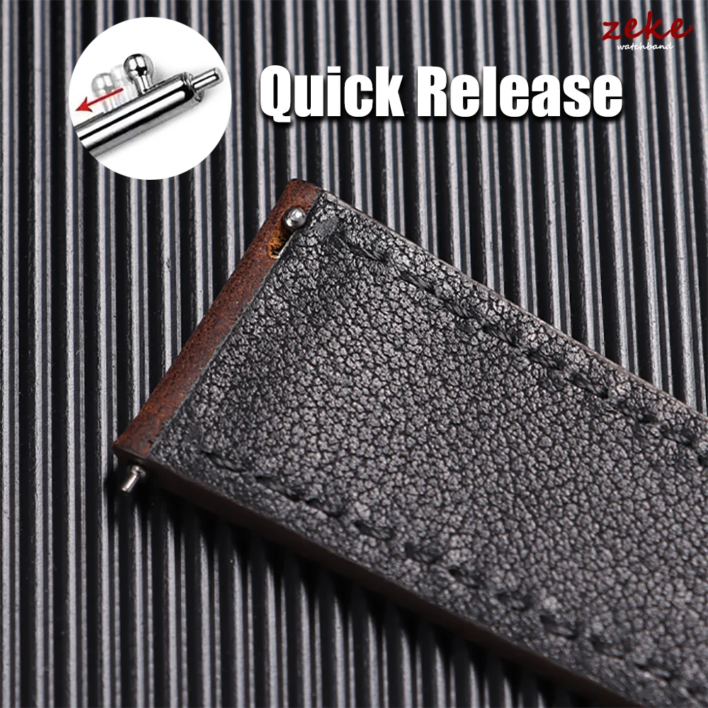 18mm 19mm 20mm 21mm 22mm 24mm Vintage Cowhide Watch Strap Universal Leather Watchband Retro Bracelet Quick Release Bar Wristband image 5