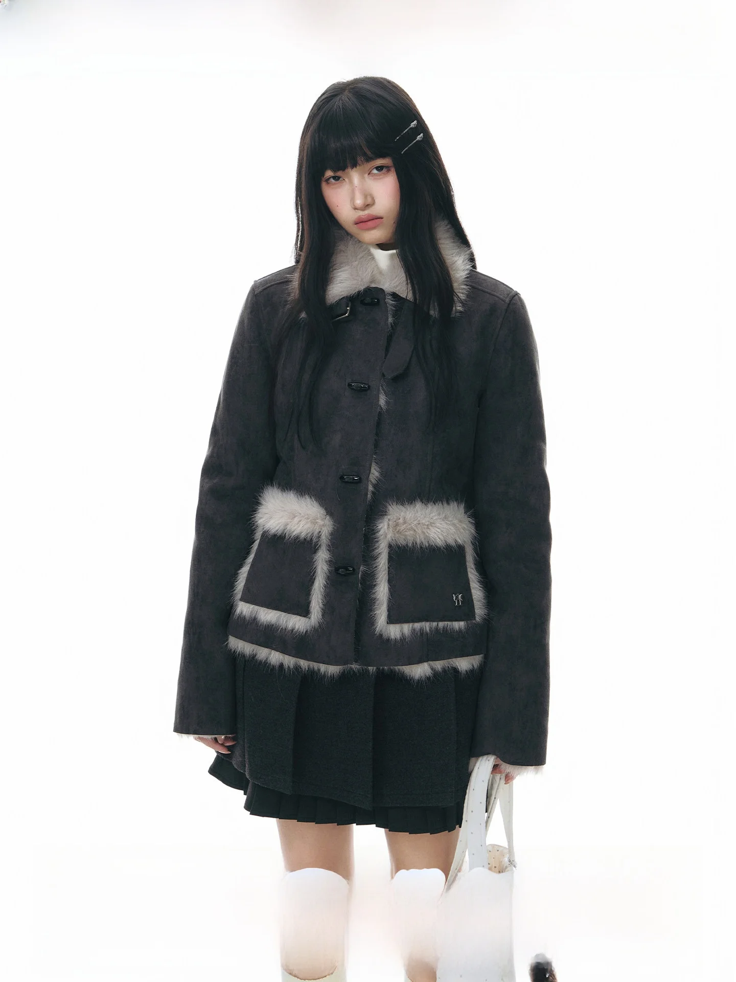 

Женское пальто NAPSNAPS из искусственного меха, теплое, приталенное, с воротником, длинный рукав, хлопковая одежда для зимнего сезона, новинка