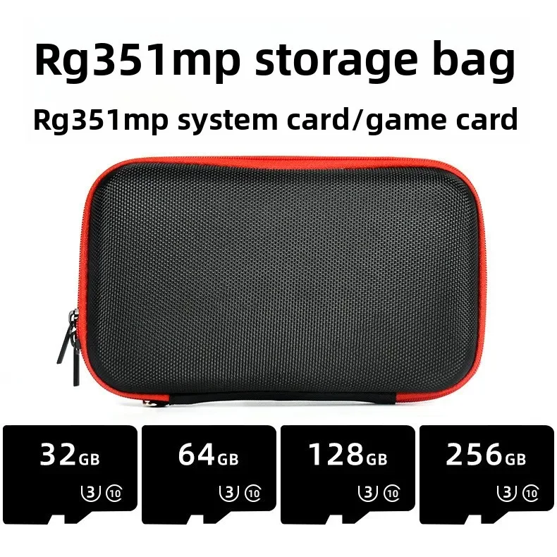 Suitable for RG351MP open source handheld storage bag, system card game card game console, tempered film protective cover