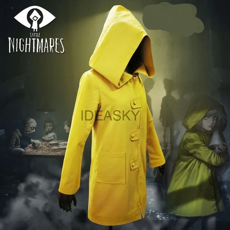 Game Little Nightmares Six Cosplay Costume para homens e mulheres, jaqueta com capuz amarelo, casaco, sobretudo, Halloween, vestido de Natal, crianças, menino