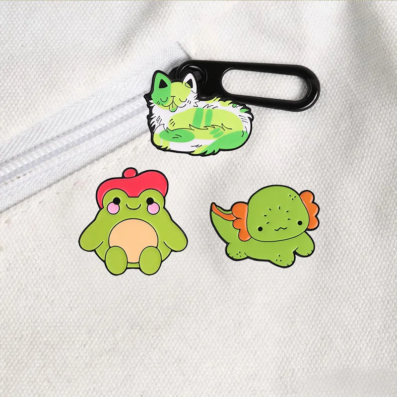 Niedliches Cartoon-Set aus bunten Tier-Emaille-Abzeichen im Kawaii-Meme-Stil, lustiges Zitat-Design, Metallbrosche, Anstecknadel, Accessoire, Geschenk – Detail 5