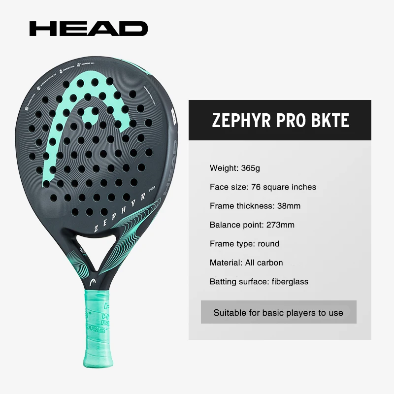 

HEAD Padel Beach Tennis Racket Full Carbon Fiberglass Cage Plate Tennis Racket ZEPHYR PRO BKTE