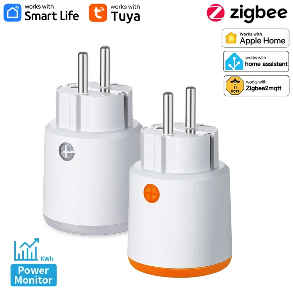 

Tuya Homekit Smart Zigbee Power Plug 16A EU Outlet 3680W Meter Remote Control Work With Zigbee2mqttt