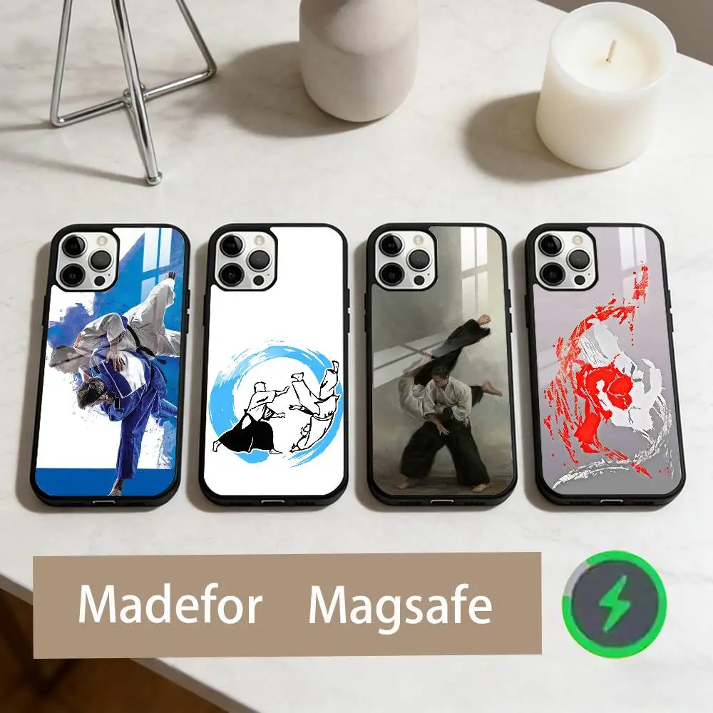 

Чехол для телефона Judo Sport с японскими боевыми искусствами для iPhone 17,16,15,14,13,12,11 Plus, Pro Max, магнитный для беспроводной зарядки Magsafe
