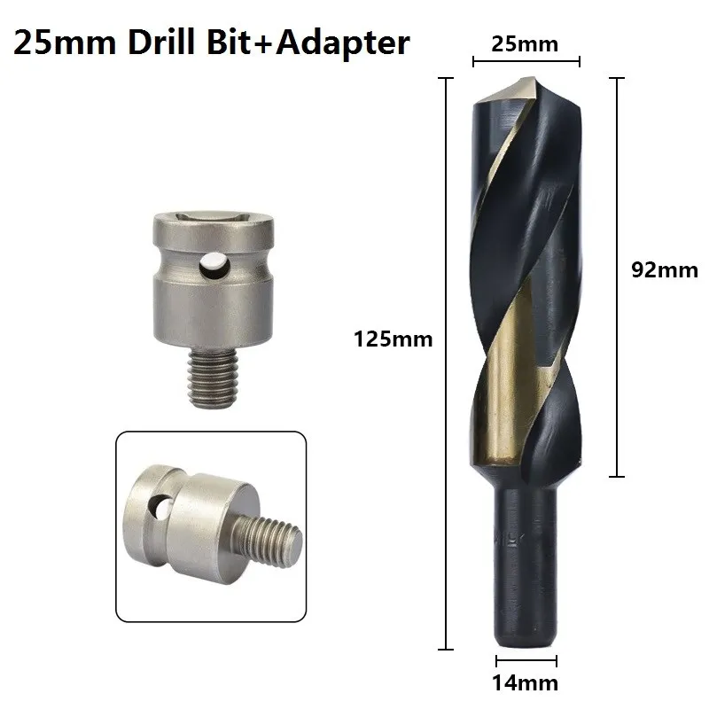 HSS Twist Drill Bit with Reduced Shank 14 16 18 20 22 25mm Diameter Hole Saw Cutter for Metal Drilling Tool