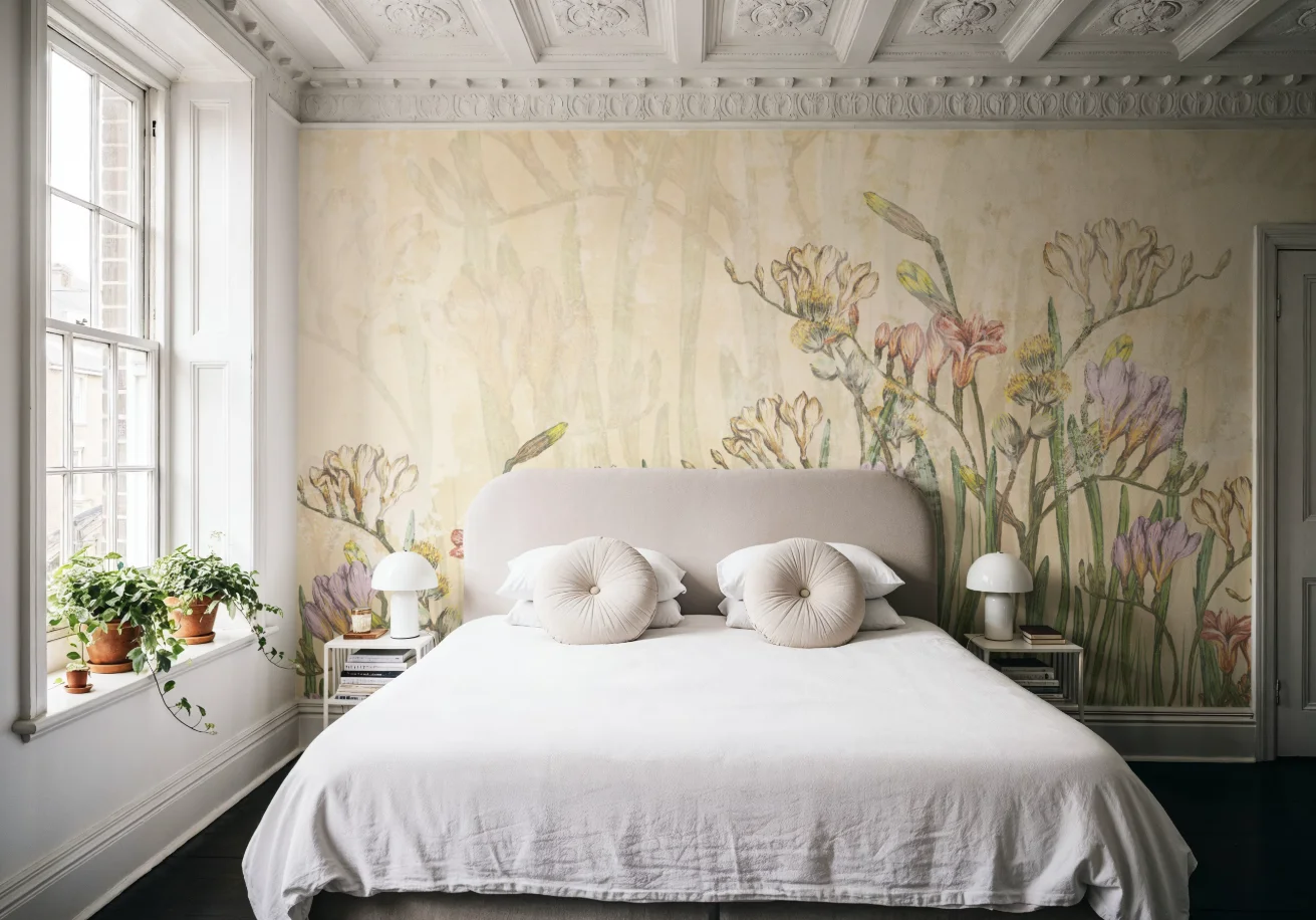 Customized Size Mural Painting Hand drawn Flower Cement Wall Painting Home Decoration Living Room Bedroom 3D Wallpaper