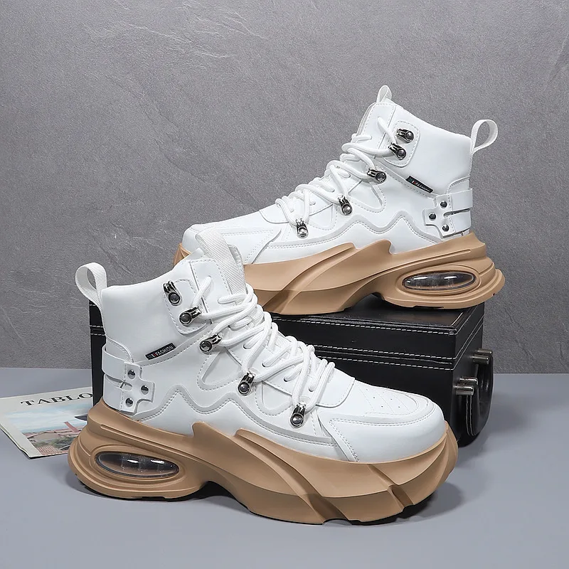 

Мужские ботинки Advanced Sensation Rivet Thi Bot Air Cuion oes Повседневные высокие кроссовки Faionable Increase Height