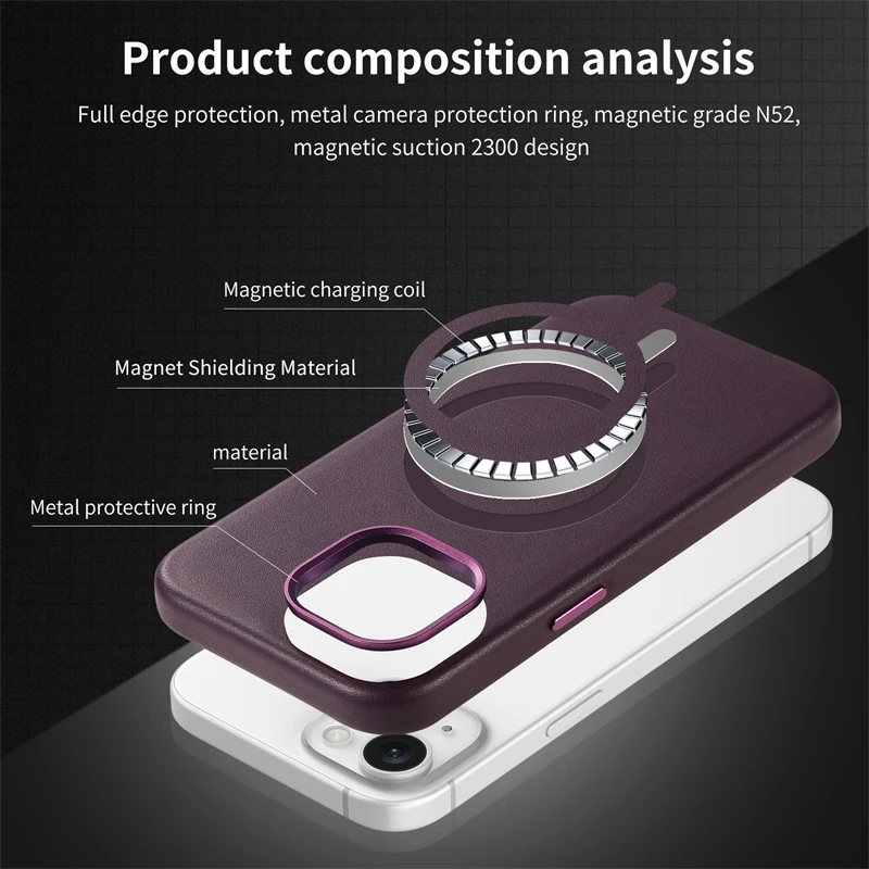 Official High Quality for Magsafe Magnetic Leather Protective Case for IPhone 17E 17 Pro Max 16 15 14 13 Wireless Charging cover