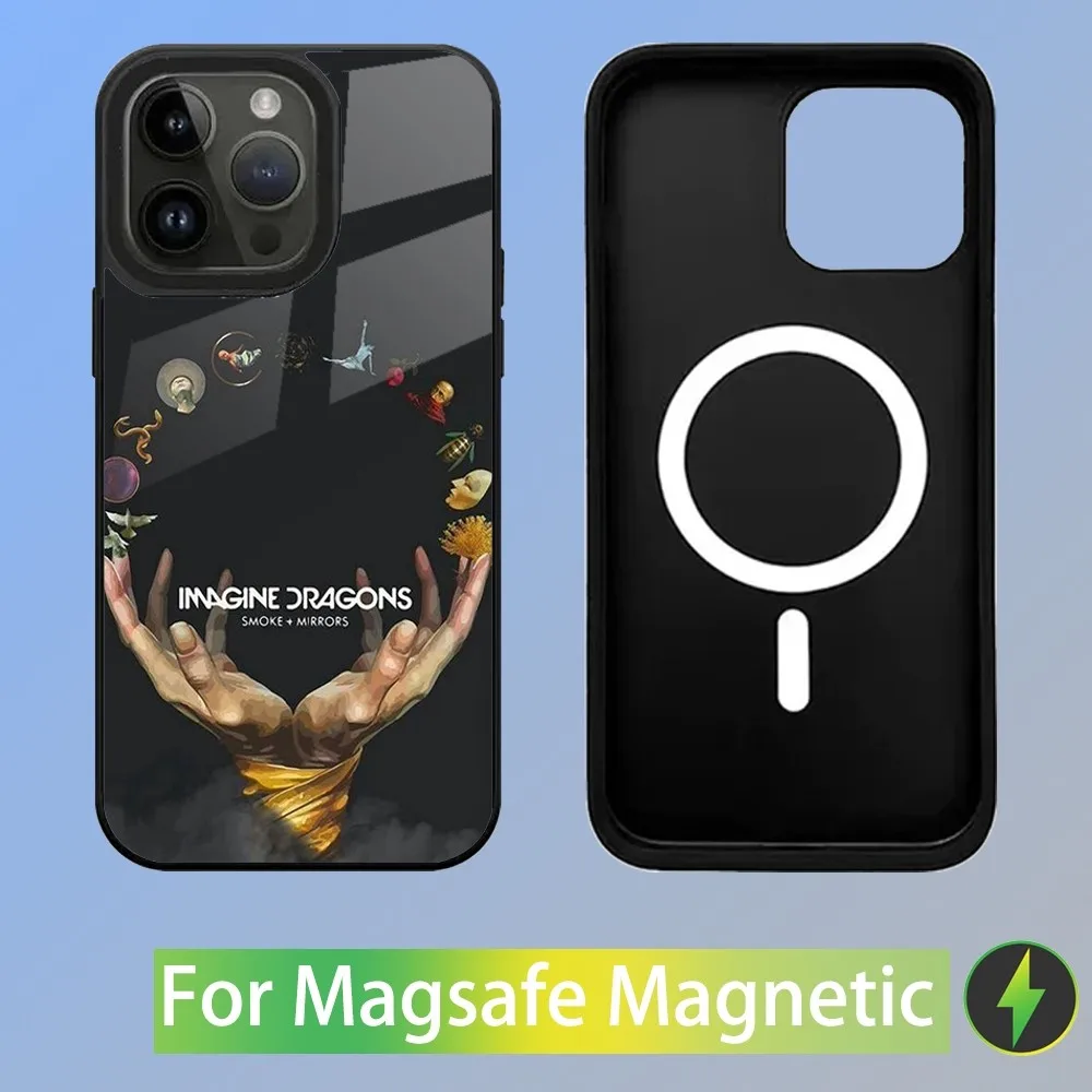 Imagine Dragons Rock band Capa de telefone para iPhone 15,14,13,12,11,Plus,Pro,Max Mini Magsafe Carregamento magnético sem fio