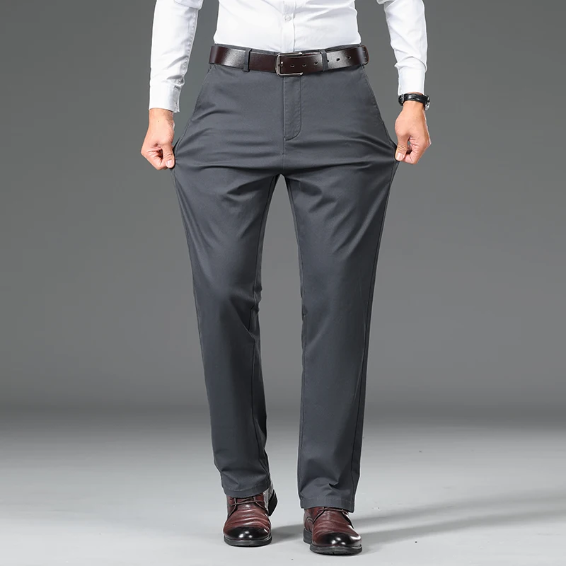 97% Cotton Men's Autumn Casual Pants New Fashionable Straight Stretch Comfortable Brand Male Clothing Business Classic Trousers