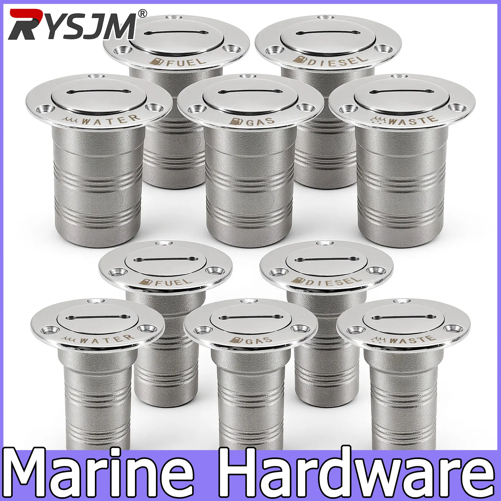 1Pc Marine Hardware Stainless Steel 1.5-2Inch Gas Fuel Water Diesel Waste Yacht Trailer Boats Deck Filler with Keyless Cap
