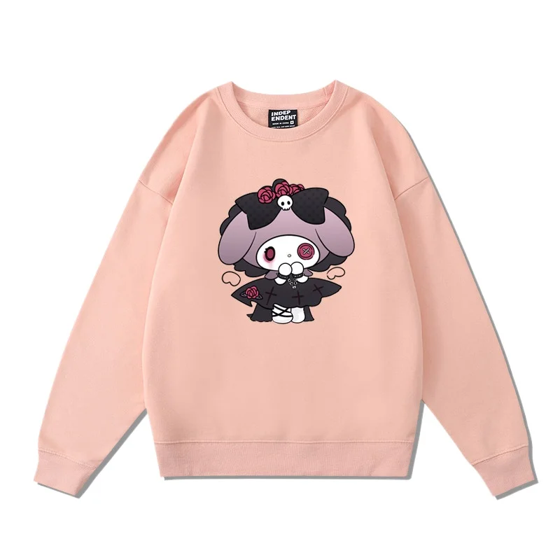 

Kuromi Cartoon Cute Girls' Top Women'sround Neck Hoodie Casual Hoodie Melody Couple Loose Hoodie Round Neck Couple Style Clothes
