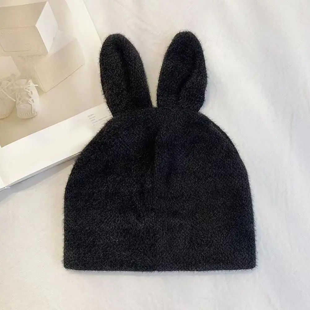 Cold Weather Headwear Super Soft Women's Beanie Hat with Cute Rabbit Ears Windproof Warm Plush Hat for Winter Cold Women Rabbit