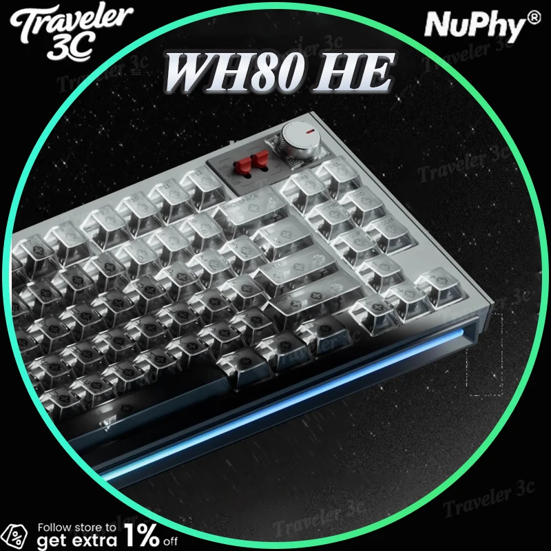 

NuPhy WH80 HE Customized Gaming Keyboard Hall Effect Switch Support 0.005mm Rapid Trigger DKS Dynamic RGB BT 2.4G Wireless PC
