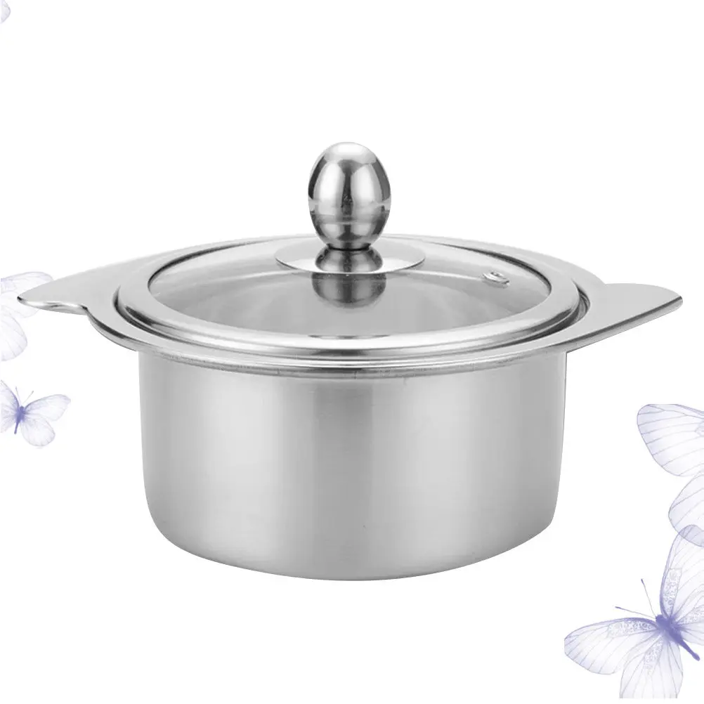 

1 шт. Кастрюля из нержавеющей стали 14 см, серебристая, пищевая, совместимая с индукционными плитами, для тушения и приготовления, вок