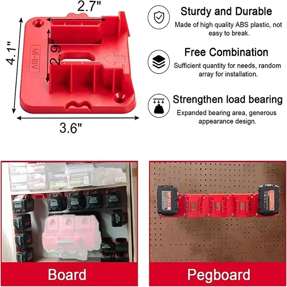리튬 이온 배터리 거치대 보관 고정 브래킷 설치 베이스 디스플레이 랙, 마키타, 밀워키, 디월트 18V, 20V 배터리