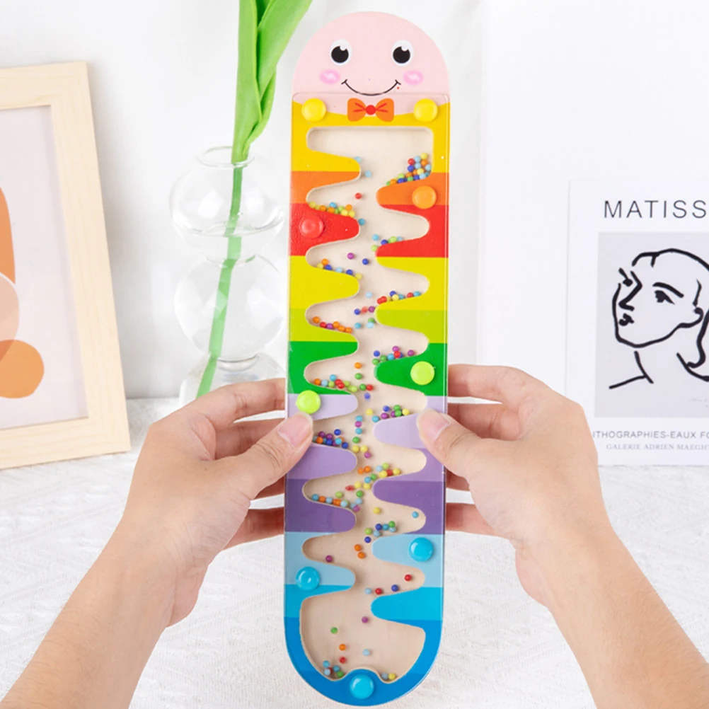 

Rainbow Hourglass Wooden Toy Smooth Surface Lightweight Portable Early Educational Kids Shaking Cartoon Sound Board Colorful