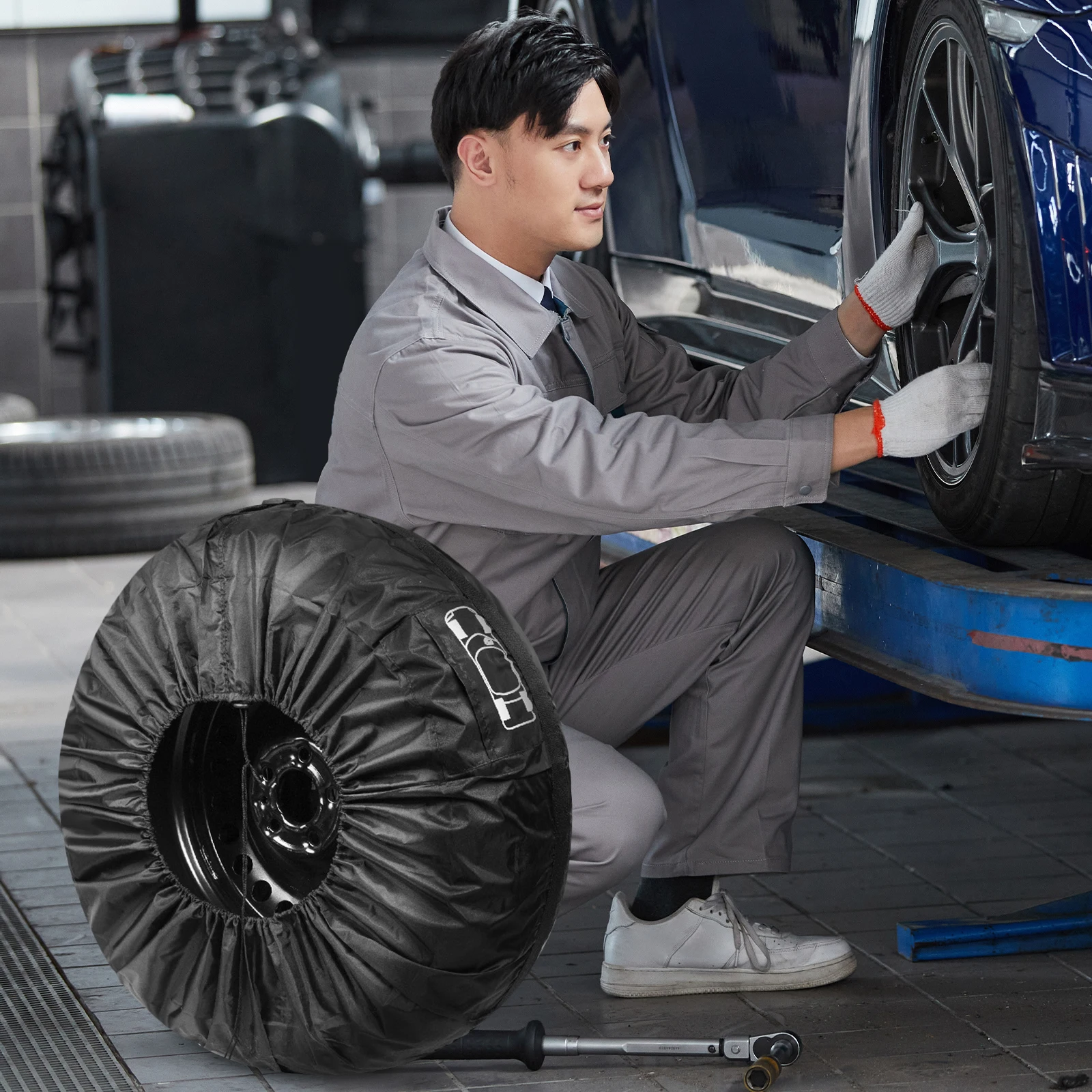 

4pcs Tire Cover Car Wheel Protector Spare Polyester for Camper Anti UV Wear Resistant Snow Sunlight for Travel