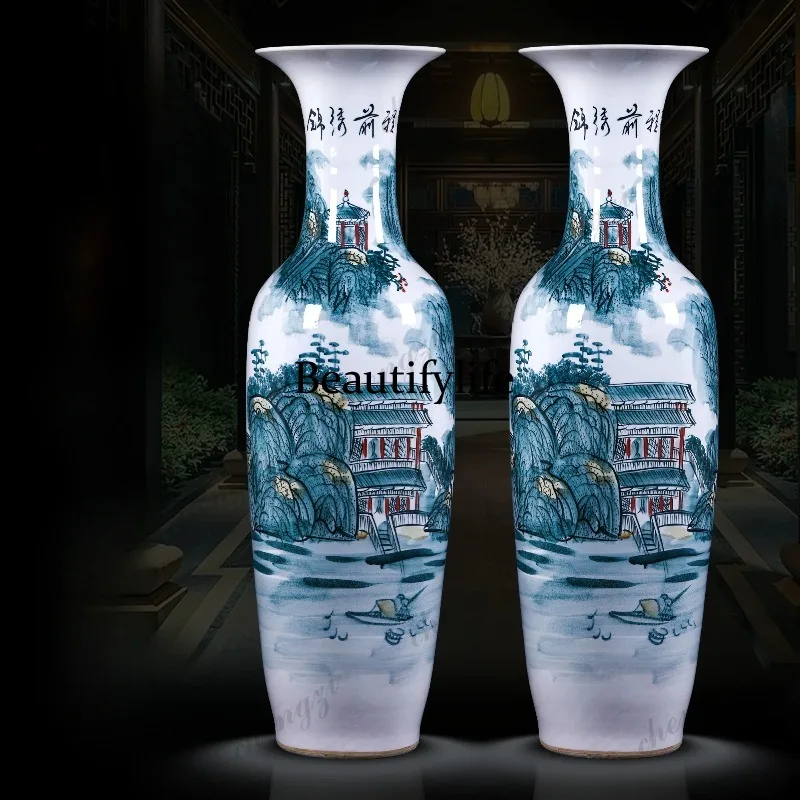 

Ceramic floor-to-ceiling large vase hand-painted living room villa hotel lobby opening decoration ornament