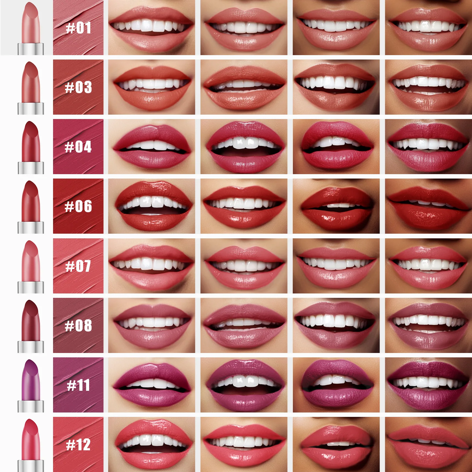 Cross Border New Matte Lipstick No Smudge Transfer Proof Long Wear Smooth Texture Velvet Lipstick Makeup Beauty Tool