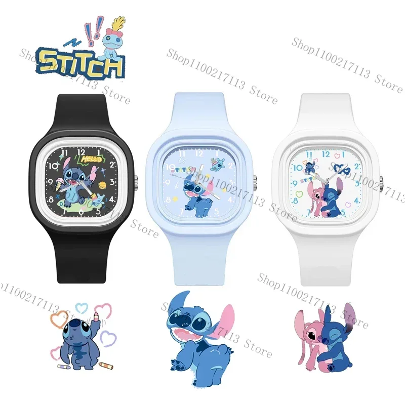 Новые часы Disney Stitch с персонажами аниме, часы Mickey Stitch Skinny Silicone Watch для мальчиков и девочек, спортивные детские часы, подарки на день рождения