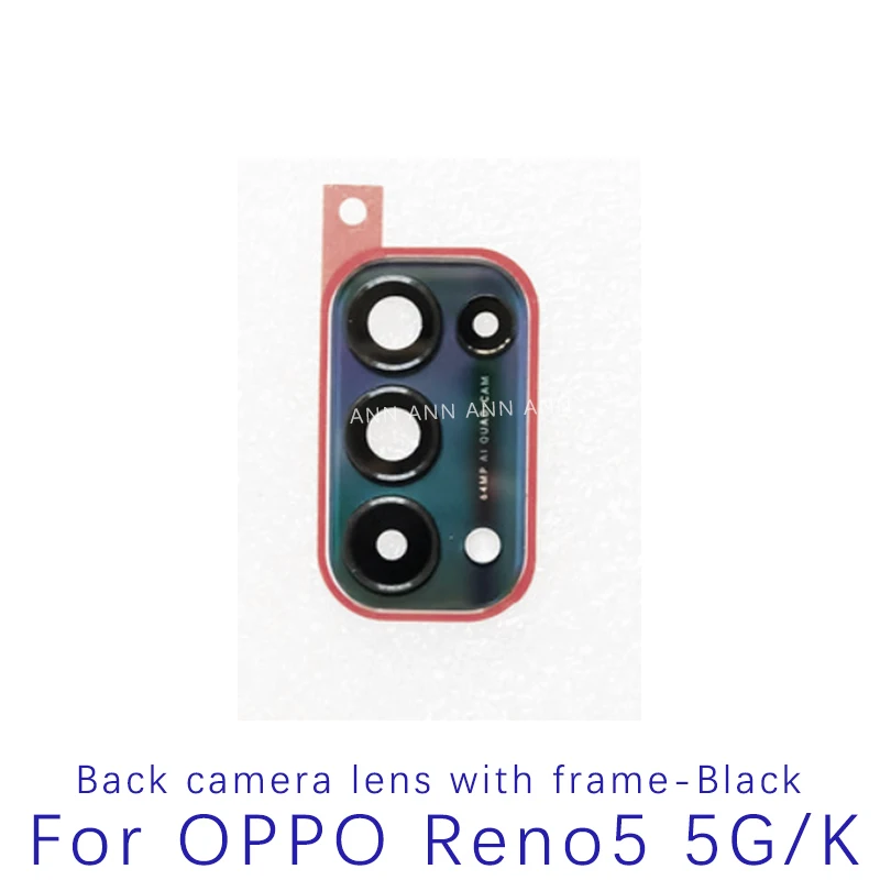 Back Camera Glass Lens With Cover Frame For Oppo Reno 5 5G Main Rear Camera Lens with Glue Replacement Parts