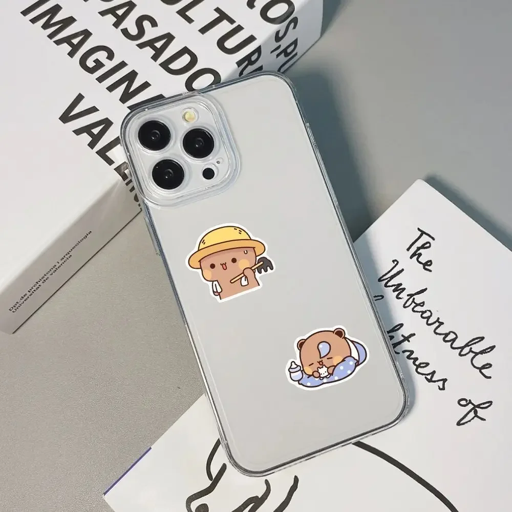 62/124 szt. Naklejki Bubu i Doodle, urocza para niedźwiedzi, zabawka DIY, dekoracja, naklejki graffiti, na telefon, butelkę, do scrapbookingu, wodoodporne
