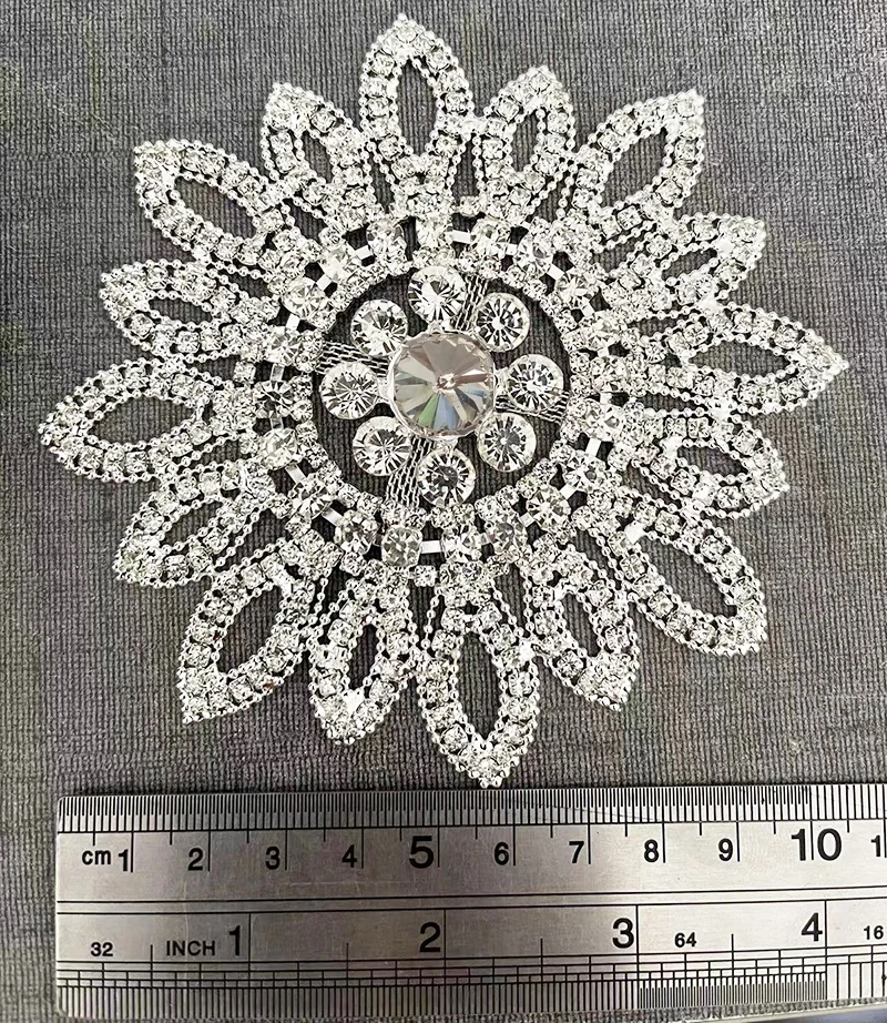 Frete Grátis 10 pçs/lote 4.4 "Rhinestone Applique para Casamento Vestido Nupcial Sash Evening Wear Rhinestone Patch ML03