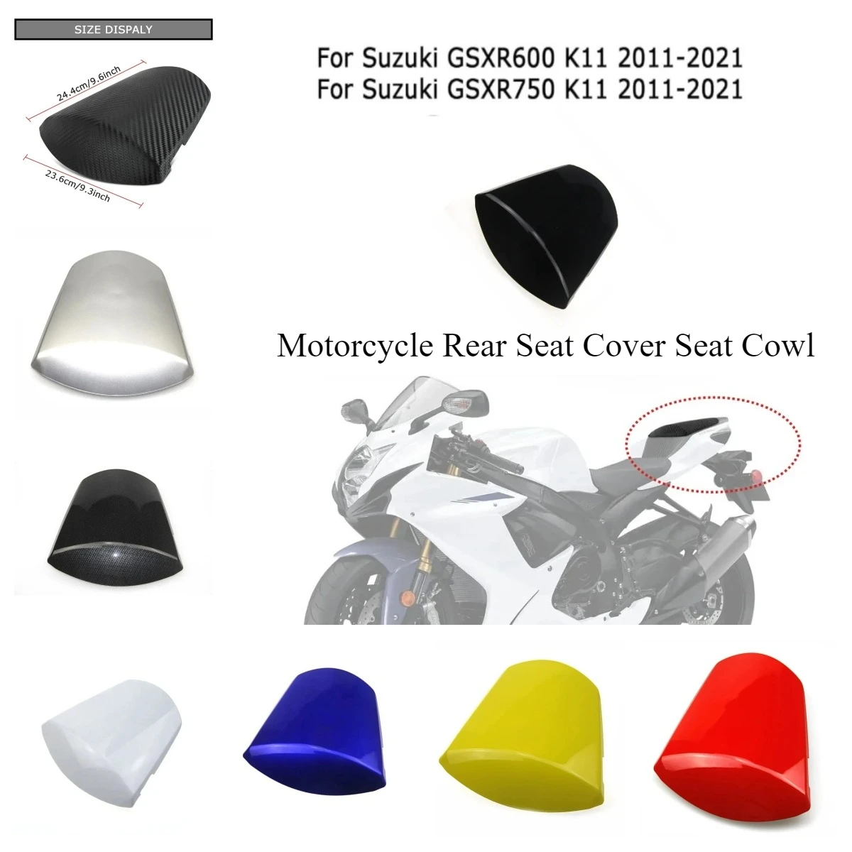 Motorcycle Rear Seat Cover Seat Cowl for Suzuki GSXR 600 750 GSXR600 GSXR750 K11 2011-2015 2016 2017 2018 2019 2020 2021