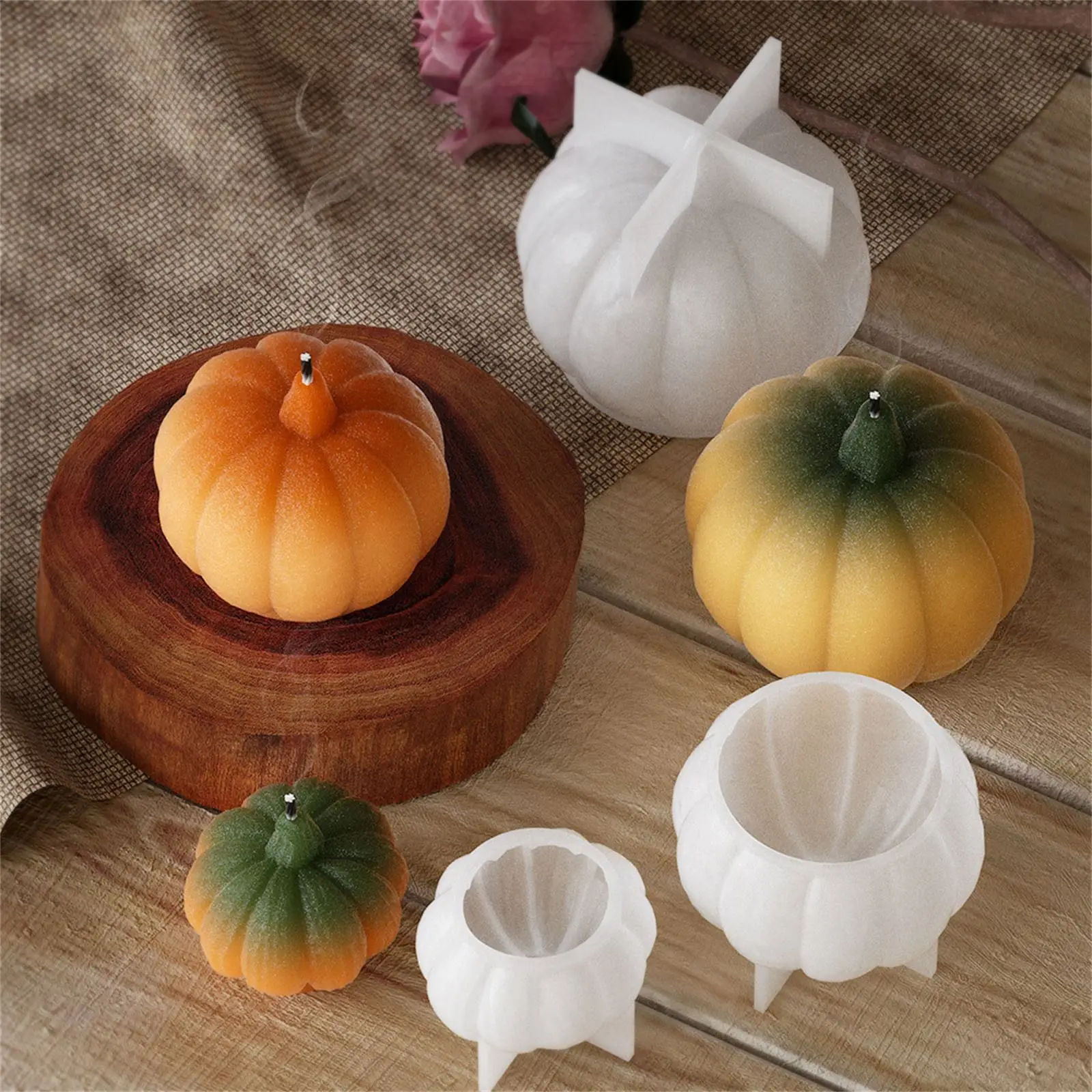 Pumpkin Silicone Candle Mold DIY Halloween Ornament Making Plaster Epoxy Resin Mould Concrete Casting Molds Home Decor Supplies