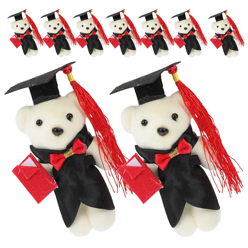 

9 Pcs Graduation Season Dr Bear Toy Plush Stuffed Animals Filling Polyester Present Delicate